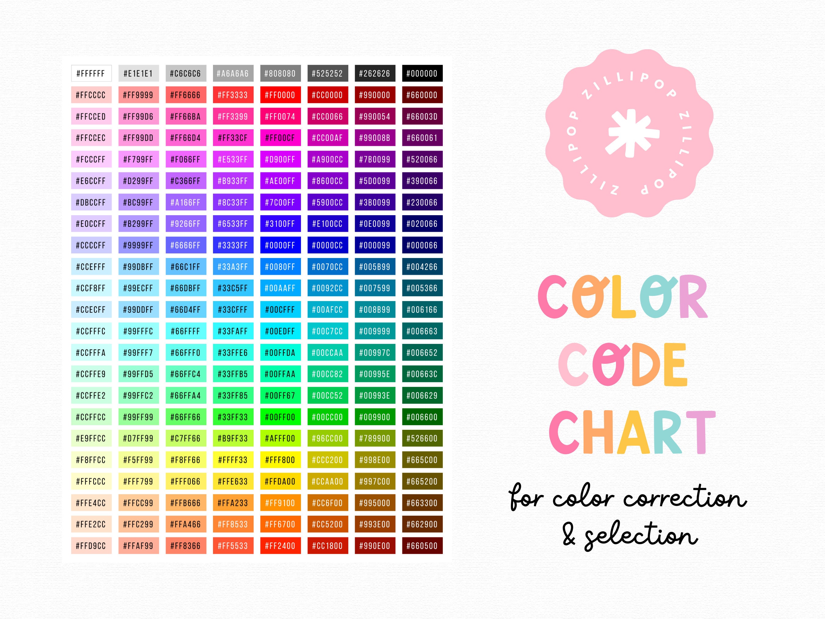 PRINTABLE COPIC Marker Chart Full Marker Chart Print and Colour Easy Art  Reference 