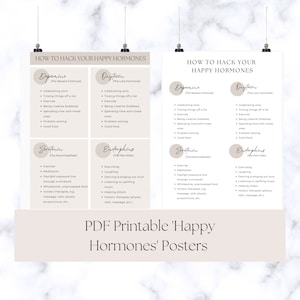 Hack Your Happy Hormones / A4 / PDF / Printable / Downloadable / Poster / Dopamine / Serotonin / Oxytocin / Endorphins / Print / Quote
