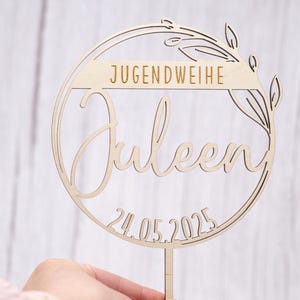 Cake Topper Jugendweihe personalisiert mit Name und Datum | Tortendeko | Geschenk zur Jugendweihe | Erinnerungsstück | reezadesign