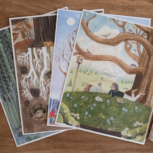 Seasons Bundle | Set of 4 Art Prints | Watercolor Gouache