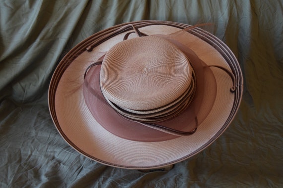 Beige/Pink Vintage Summer Hat