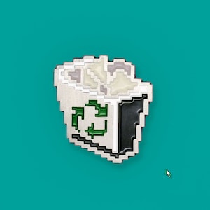 Recycle Trash Bin Enamel Pin Badge - Windows 95 Pixel Brushed Metal Lapel Pin 90s Nostalgic Rude Geek Retro Funny Pins Vaporwave Aesthetic