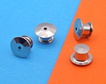 Silver Locking Pin Backs - Secure Pin Locks Set 3 5 10 pcs - No Tools Needed - Gold Metal Pin Keepers For Bags - Spare Enamel Pin Backs
