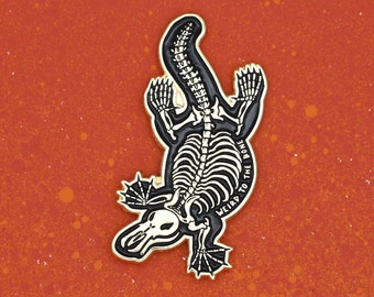Weird to the Bone Platypus Skeleton Enamel Pin Badge - Gold Enamel Pin Badge - Skull Lapel Pin - Alternative Enamel Pin - Spooky Pin Badge
