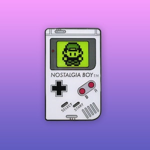 Nostalgia Boy Enamel Pin Badge - Glow in the Dark Game Boy Pin - Gamer Retro 90s Lapel Pins Nintendo Vaporwave Alternative Gifts