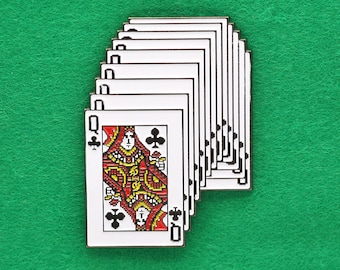 Solitaire Cards Enamel Pin Badge - Queen of Clubs XL Windows 95 Designer Metal Lapel Pin 90s Aesthetic Nostalgic Geek Retro Gifts Funny Pins