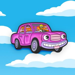 Homer Simpson Driving Car Enamel Pin Badge - Lapel pins for bags jackets Designer Pop Art 420 Stoner Cartoon Funny Alternative meme gifts