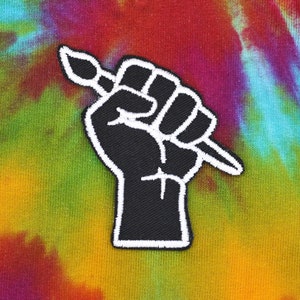 Art Revolution Iron on Embroidered Patch - Power Fist Political Patches - Rise up Art Iron on Badge - Protest Patch for Artists Design gifts