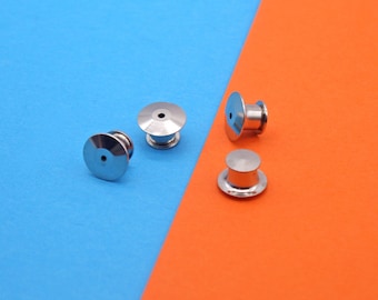 Silver Locking Pin Backs - Secure Pin Locks Set 3 5 10 pcs - No Tools Needed - Gold Metal Pin Keepers For Bags - Spare Enamel Pin Backs