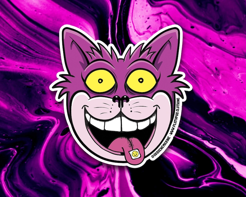 Acid Tab Cheshire Cat Vinyl Sticker Waterproof Decal Etsy