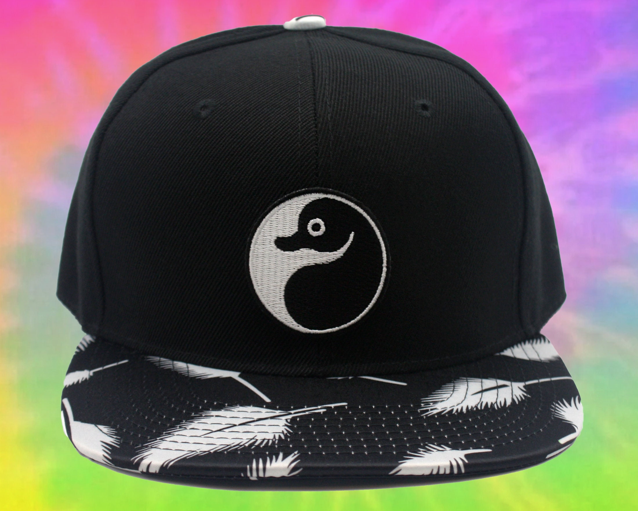 Yin Hat Hippie Platypus Cap Grunge Feather Acid Unisex Ravewear Snapback - Designer Yang Black Etsy Streetwear Headwear Patterned Baseball Clothing