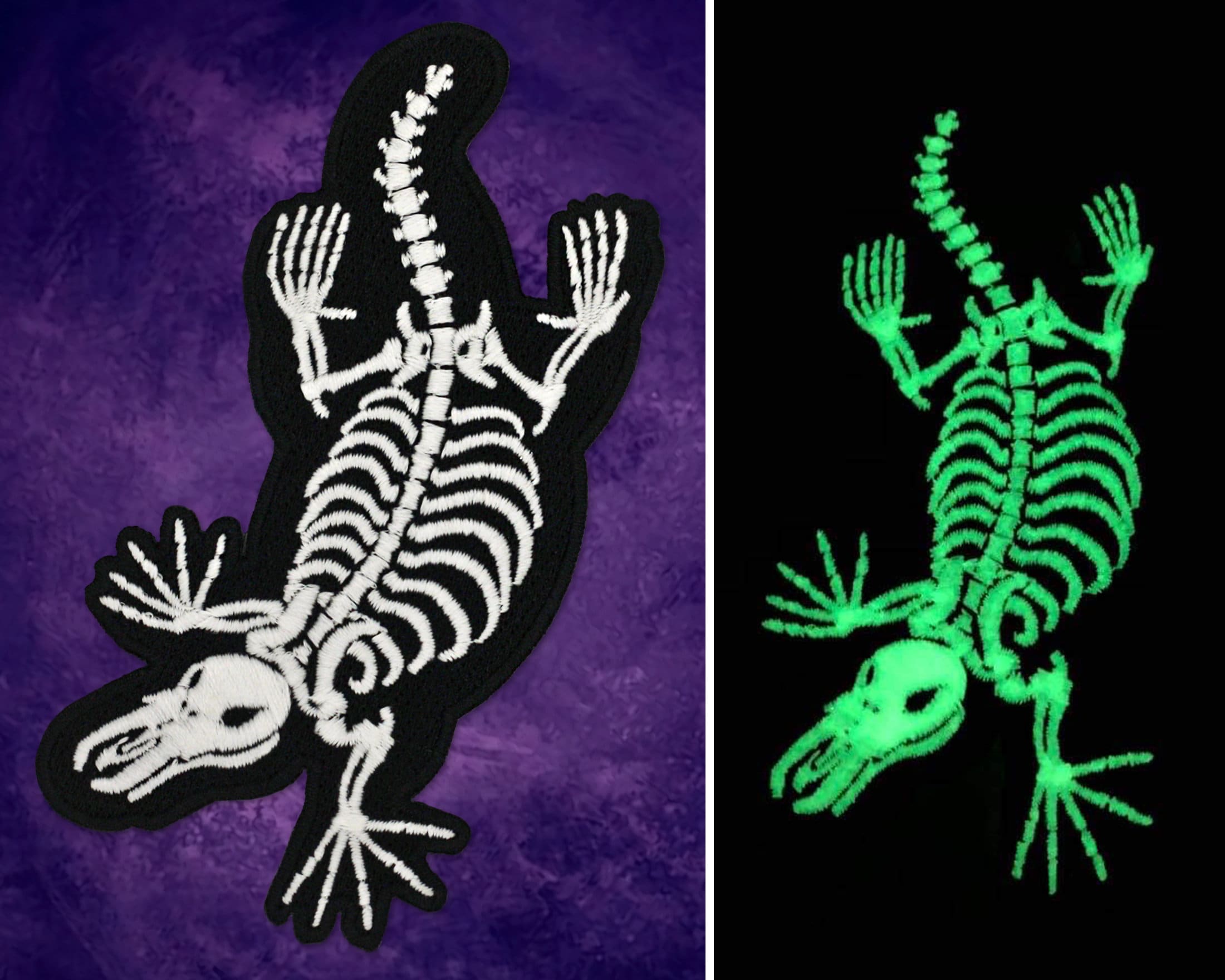 Glow in the Dark Skeleton Platypus Embroidered Patch Occult - Etsy Denmark
