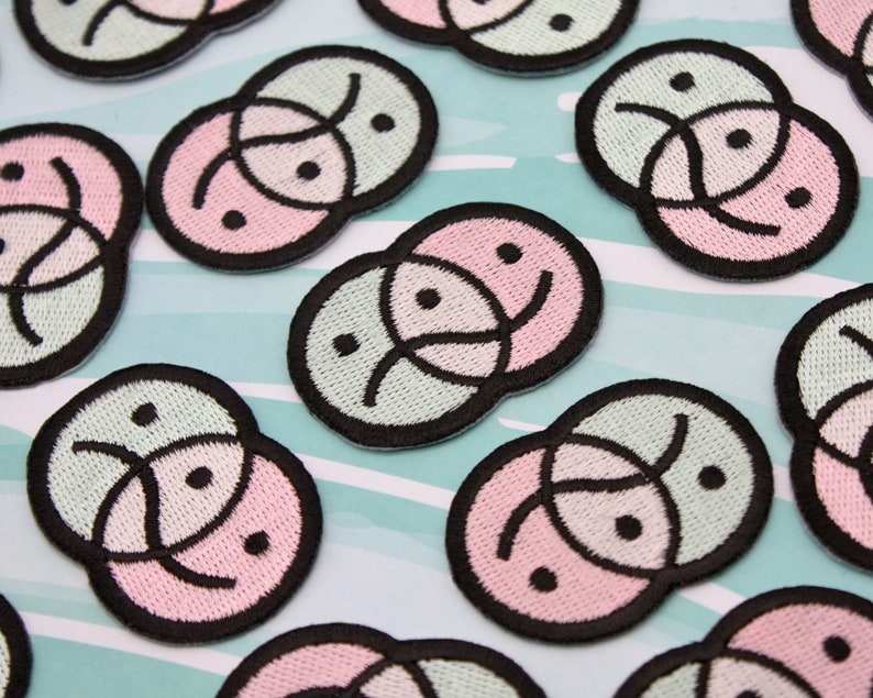 Mini Neon Happy Sad Face Iron-on Patch - Trippy 90s Acid Y2K Cute Rave ...