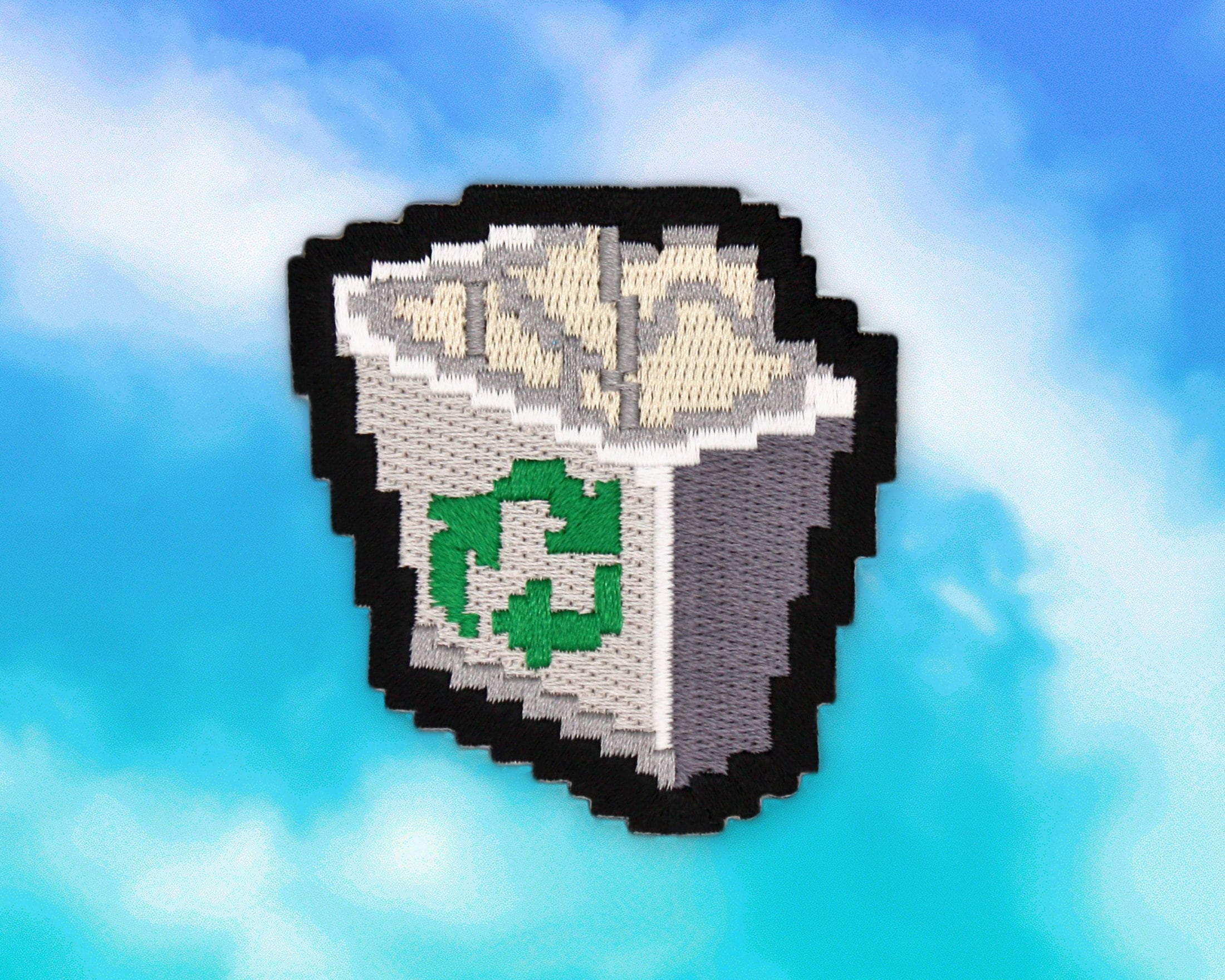 Recycle Trash Bin Embroidered Iron-on Patch