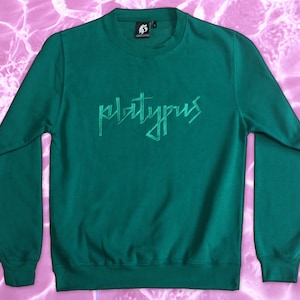 Big Embroidery Logo Teal Unisex Sweatshirt - Independent Platypus Streetwear jumper aesthetic alternative clothing cool urban fashion gifts