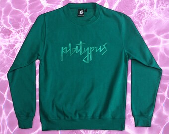Big Embroidery Logo Teal Unisex Sweatshirt - Independent Platypus Streetwear jumper aesthetic alternative clothing cool urban fashion gifts
