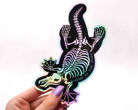 Holographic Foil Platypus Skeleton Sticker XL Weird to the 