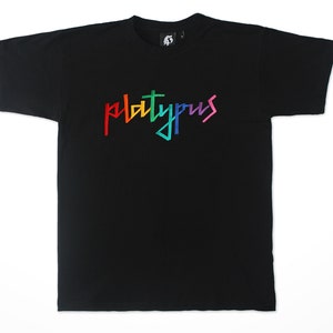 Platypus Big Embroidery Logo Rainbow Unisex T-shirt - independent brand - mens womens streetwear - alternative clothing - lgbt pride rainbow