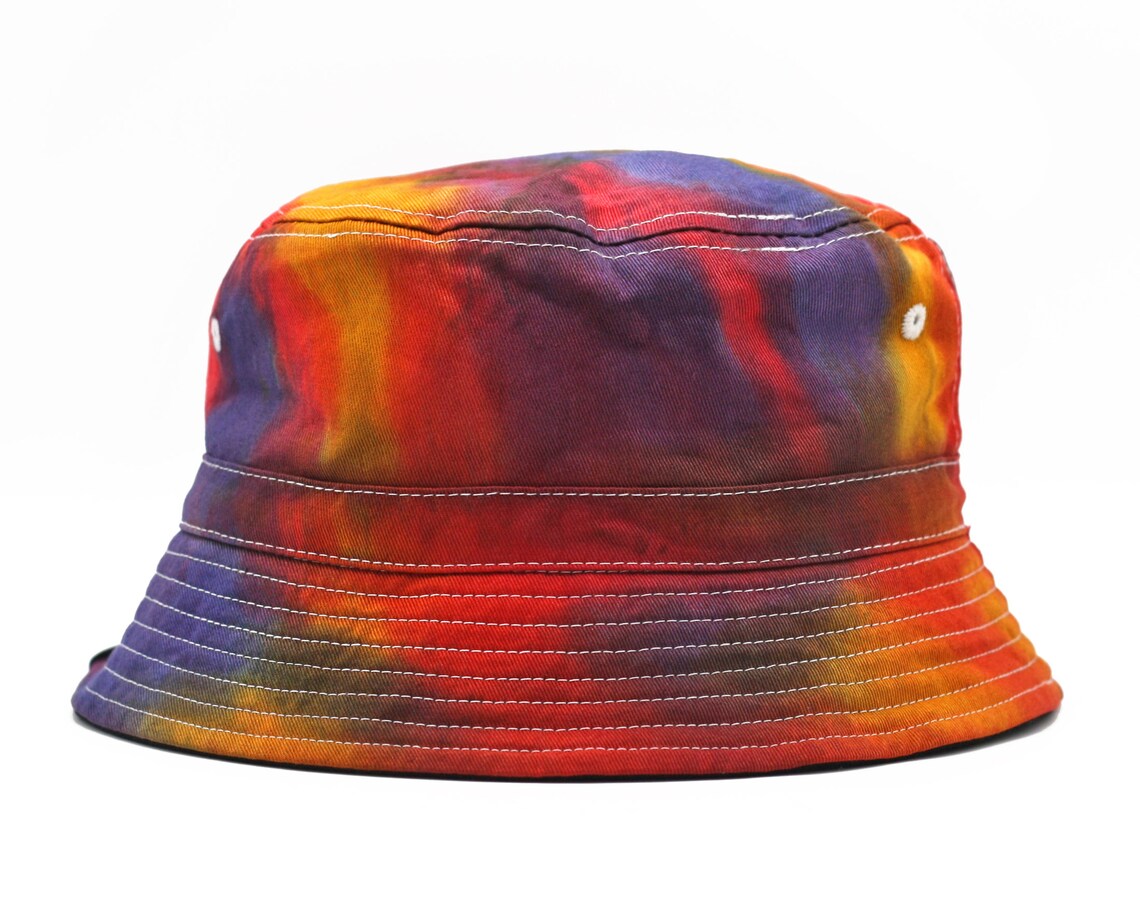 CUSTOM Unisex Tie Dye Bucket Hat One of a Kind Red Blue Etsy