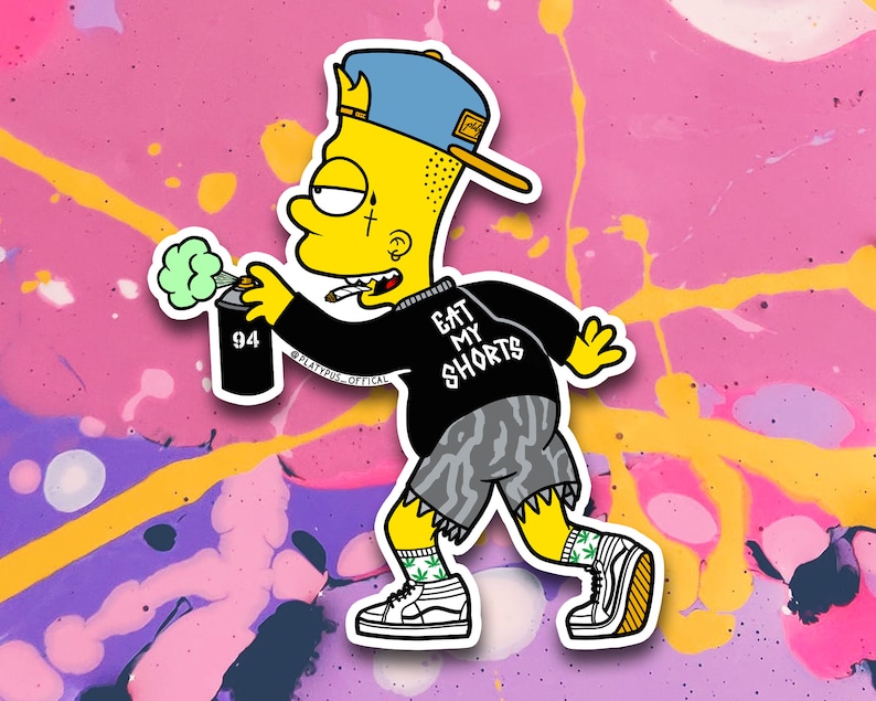 Eat My Shorts Bart Simpson Vinyl Sticker Designer Graffiti Etsy