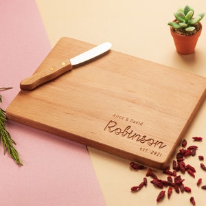 Personalized Cutting Board, Custom Engraved Cheese Board, Anniversary Wedding Gift, Engagement Gift for Newlyweds, Wood Unique Present Idea