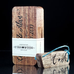 Handmade personalized wooden USB Flash Drive with box - Mahogany- 16GB/32GB - Custom USB