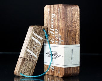 Handmade personalized wooden USB Flash Drive with box - Mahogany- 16GB/32GB - Custom USB