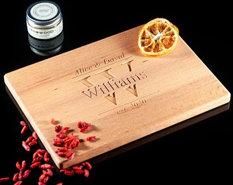 Tabla de cortar de madera grabada, regalo de boda personalizado, tabla de cortar grabada personalizada, regalo de aniversario, regalo de boda para pareja