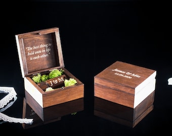 Personalized wooden USB box, 16GB/32GB 3.0 Flash Drive, Engraved Wedding Photo Flash Drive Box with Moss