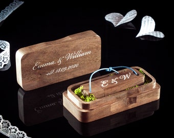 Personalized Walnut Wooden USB Box, 16GB/32GB 3.0 Flash Drive, Engraved Wedding Photo Flash Drive Box with Moss, Photographer Supplies