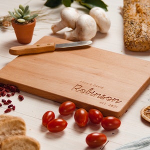 Personalized Cutting Board, Custom Engraved Cheese Board, Anniversary Wedding Gift, Engagement Gift for Newlyweds, Wood Unique Present Idea