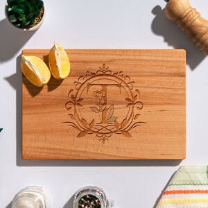 Monogram Cutting Board, Initial Engraved Chopping Board with Monogram, Custom Cheese Board, Personalized Housewarming, Gift for Him image 4