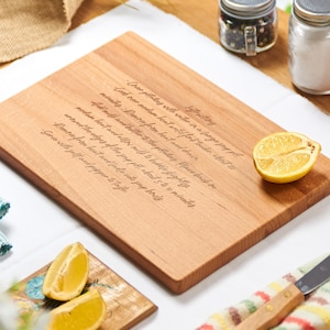 Recipe Cutting Board Personalized, Engraved Handwritten Recipe Cutting Board, Housewarming Gift for Mom, Grandma Gift, Family Recipe