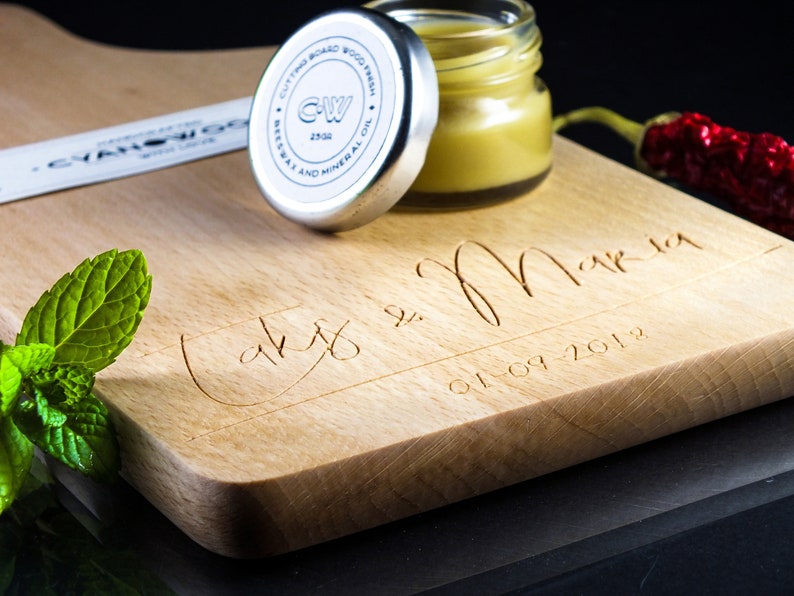 Personalized Cutting Board Wax Polish Engraved Couple | Etsy
