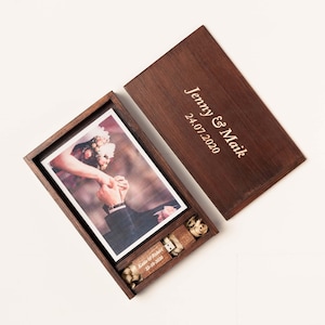 Boîte photo USB 5 x 7 en bois faite main, boîte mémoire de mariage de 32 Go, 64 Go, 128 Go, boîte de présentation de photographie personnalisée, clé USB à graver personnalisée