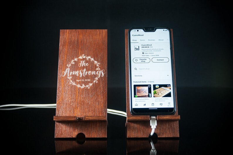 Personalized Wooden Phone Stand Cell Phone Holder Etsy