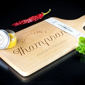 Personalized Cutting Board - Wax Polish  - Engraved Couple Names - Custom Handmade Wooden Cheese Board