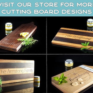 Personalized Cutting Board Wax Polish Engraved Couple Names Custom Handmade Wooden Cheese Board image 6