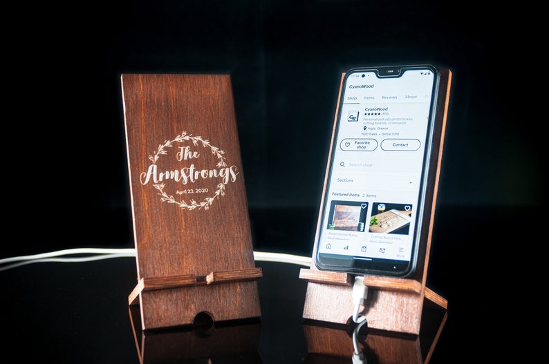 Personalized Wooden Phone Stand Cell Phone Holder Etsy