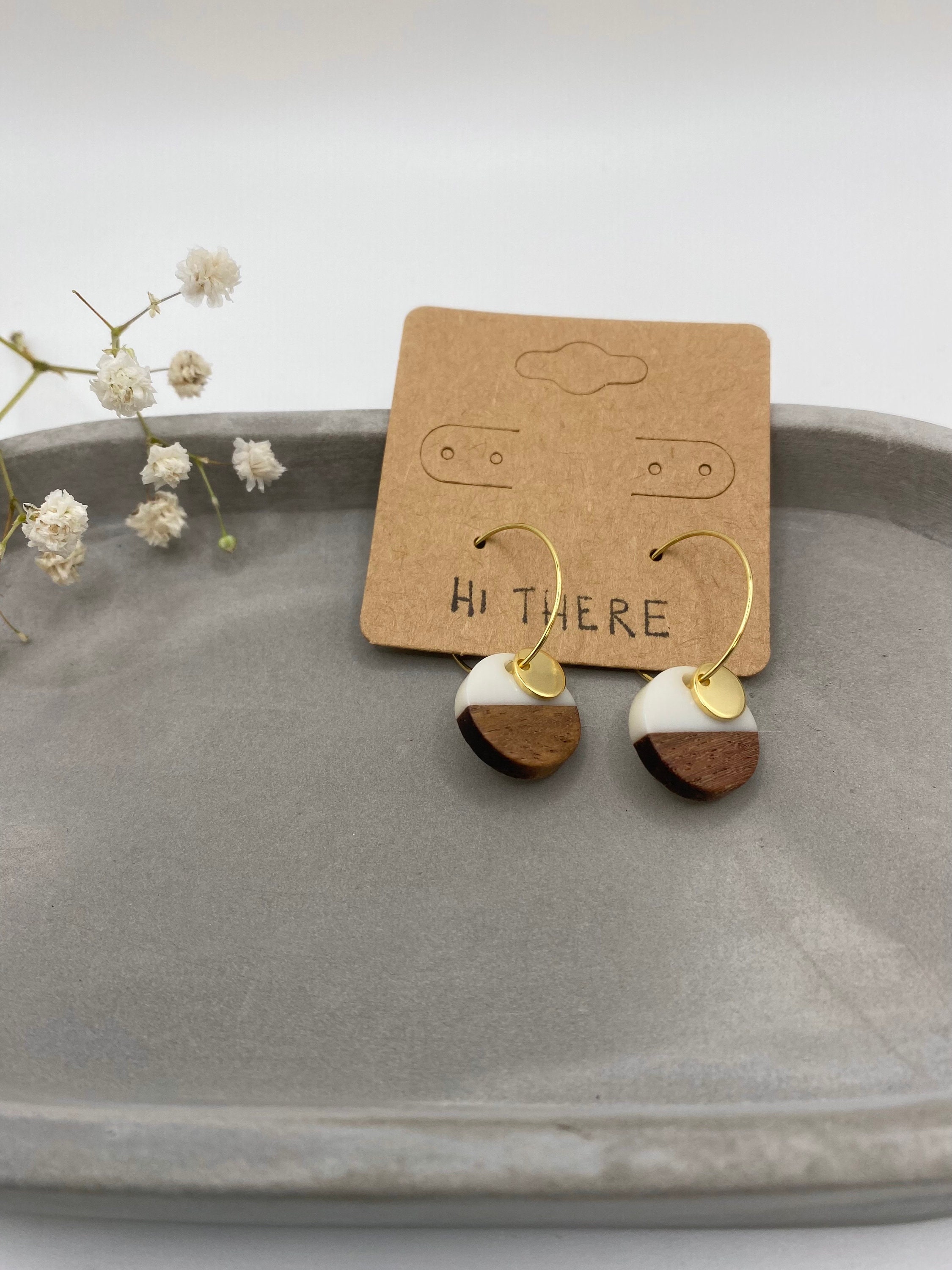 su HA wood ball hoop earrings えんじゅ K18 Gold Ball Hoop Earrings - Etsy
