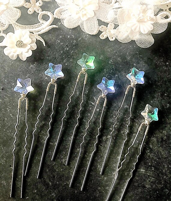 Set of 6 Bridal hair pins Star hair pins bridesmaid hair Etsy
