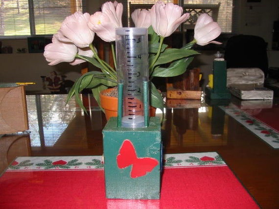 Rain Gauge Decorative Rain Guage With Four Butterflies Etsy