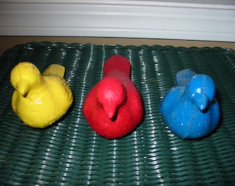 Concrete birds, yard decor, bird bath decor, 3 birds