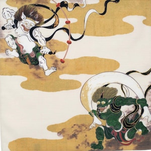 Furoshiki S 48 風神雷神　Fujin raijin | Cloud beige