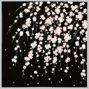 Furoshiki S Kyoto Shidaresakura Night Black/Panno Furoshiki/panno regalo/imballaggio sostenibile/Zerowaste Natale/Amore giapponese/Tradizione giapponese