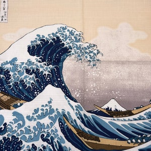 Furoshiki 48 Ukiyo-e Under The Wave Off Kanagawa Beige / Katsushika Hokusai/ emballage durable/ Fujisan/ emballage cadeau durable image 10