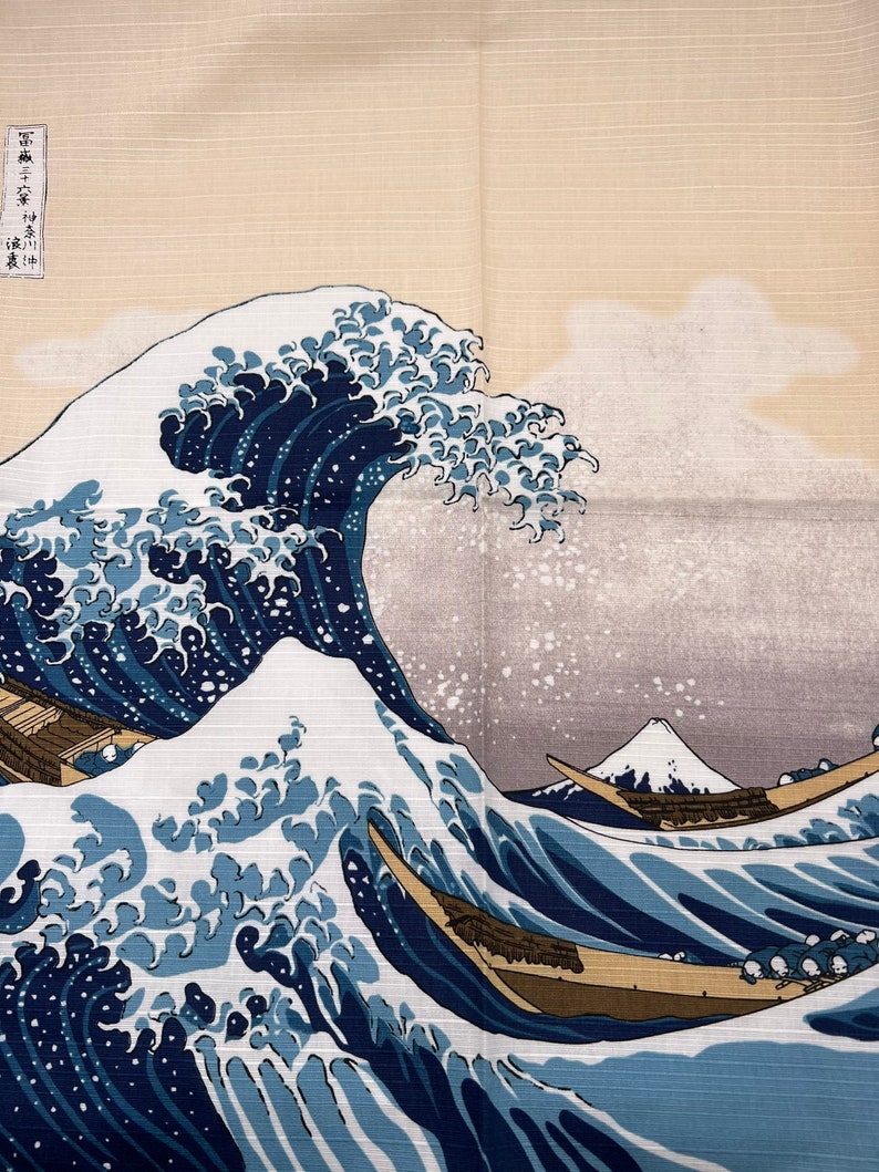 Furoshiki 48 Ukiyo-e Under The Wave Off Kanagawa Beige / Katsushika Hokusai/ nachhaltig verpacken/ Fujisan/ nachhaltigegeschenkverpackung Bild 10