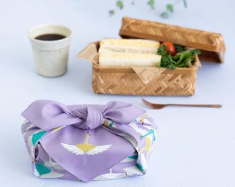 Furoshiki S 50 Himemusubi Orgánico Grulla Morado/ Envoltura de Regalo/ Envoltura de Regalo/ Fábrica de Kioto/ Bolsa Furoshiki Musubi/ Respetuoso con el Medio Ambiente