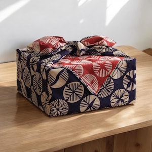 Furoshiki S 48 Isa monyo Reversibile Matsu Blu Rosso/Imballaggio sostenibile/Borsa Furoshiki/Panno regalo/Tradizione giapponese/Panno riutilizzabile