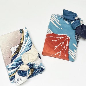 Furoshiki 48 Ukiyo-e Under The Wave Off Kanagawa Beige / Katsushika Hokusai/ emballage durable/ Fujisan/ emballage cadeau durable image 2